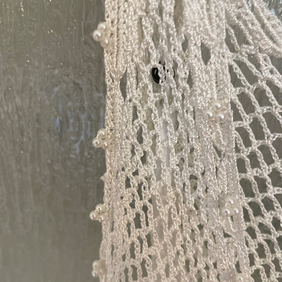 VINTAGE Vera Crutina White Sleeveless  knitted beaded Top, Size M, - Picture 4 of 8